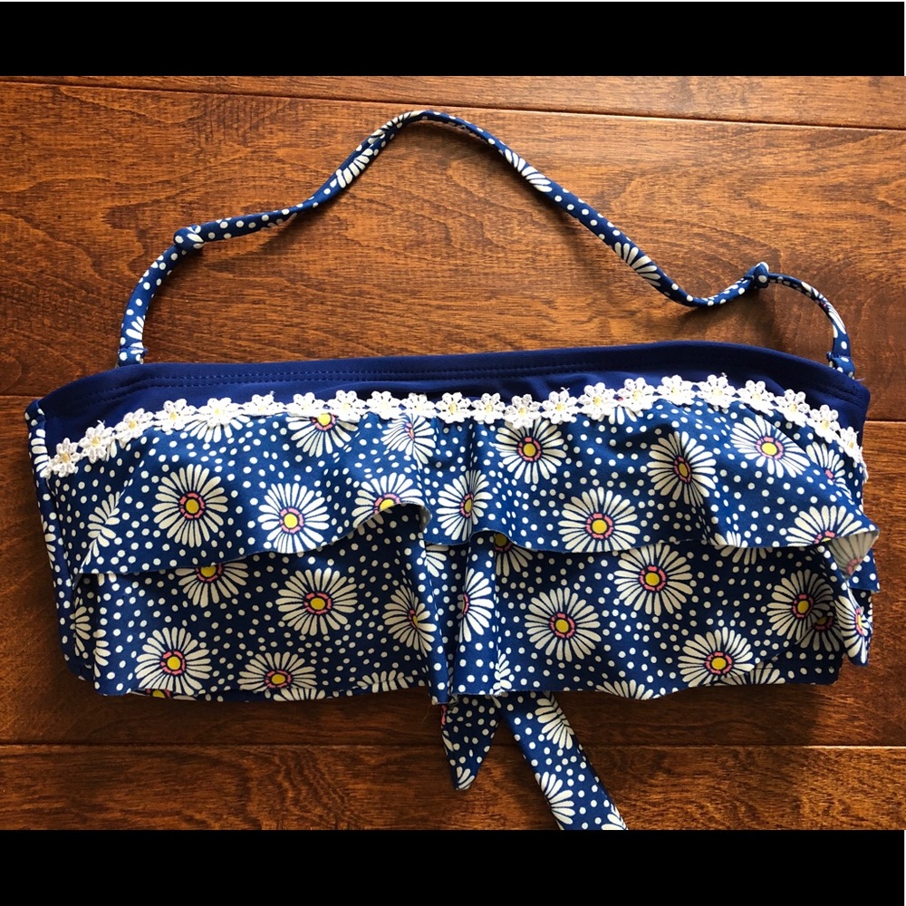 Blue bandeau bikini top